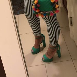 Green platform heels